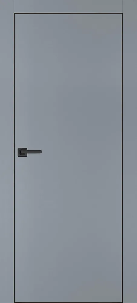 Межкомнатная дверь ПХ-1 черная кромка с 4-х ст. Серый матовый