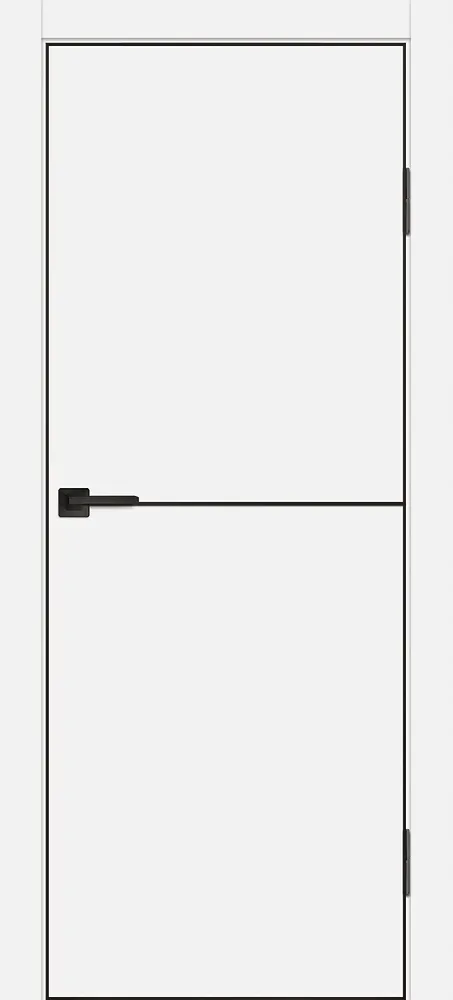 Фото Межкомнатная дверь P-19  черный молдинг PET,  кромка ABS черная c 4-х ст. Белый матовый